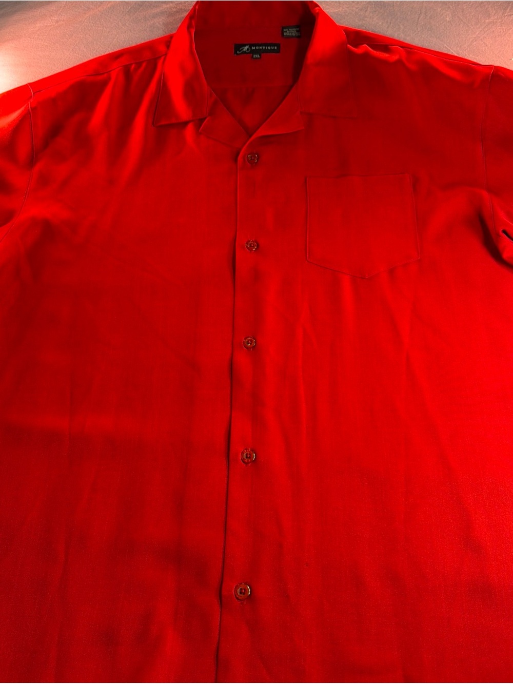 Montique Men's Button-Down Shirt in Red - 2XL